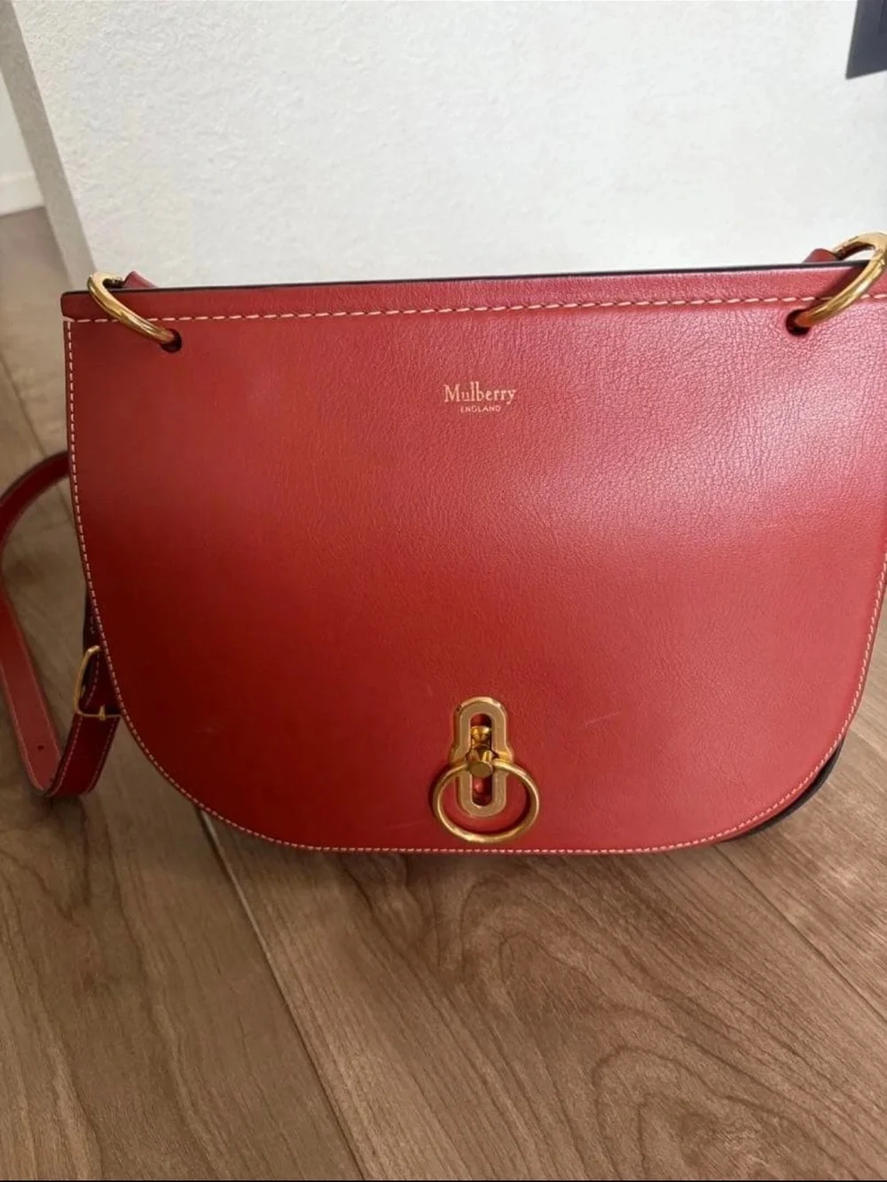Mulberry Red Leather Crossbody Bag